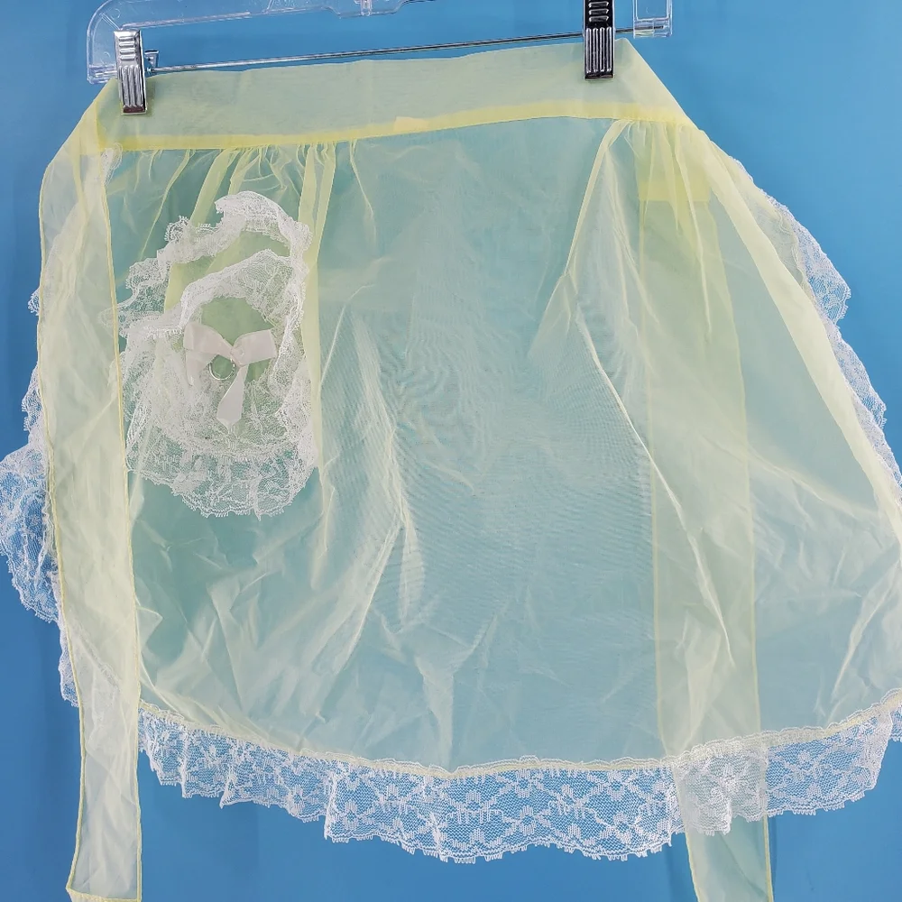 Vintage late 50s sheer wedding ring apron - Picture 1 of 7